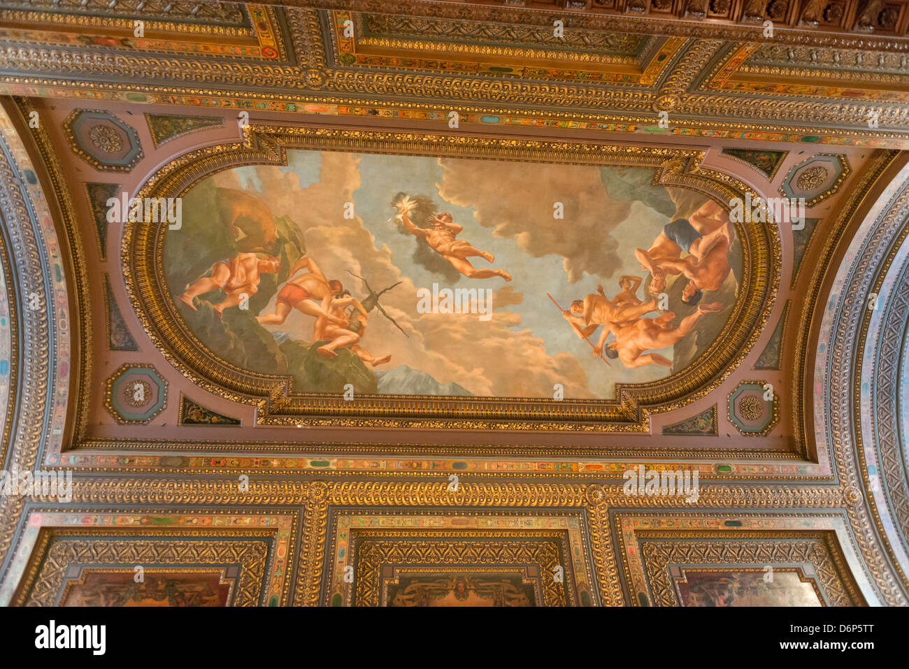 Il murale sul soffitto della Biblioteca Pubblica di New York. Foto Stock