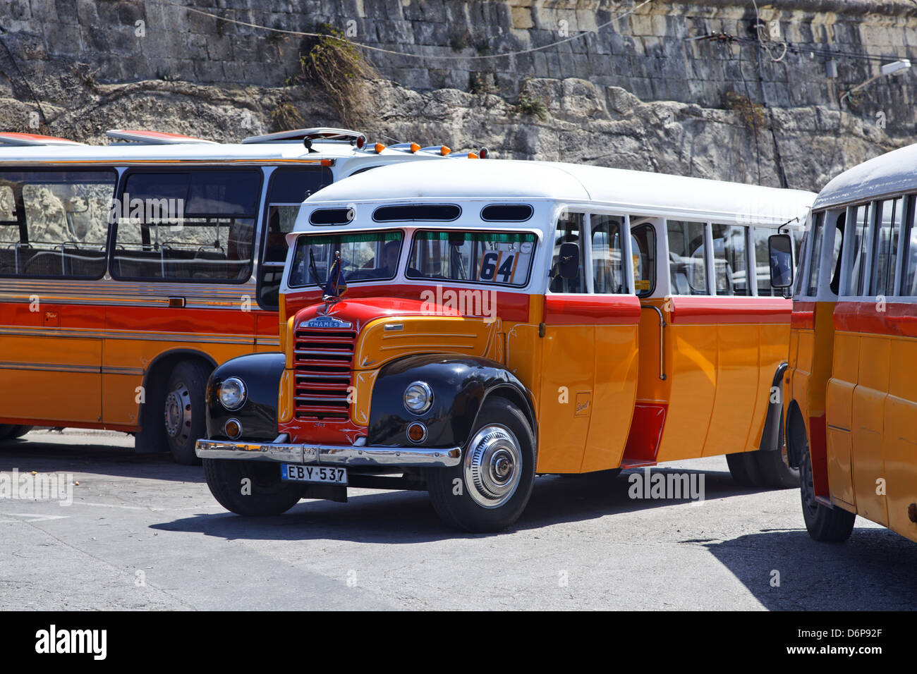 Malta, La Valletta, Oldtimer Bus, friedlich Harmonisch, Foto Stock