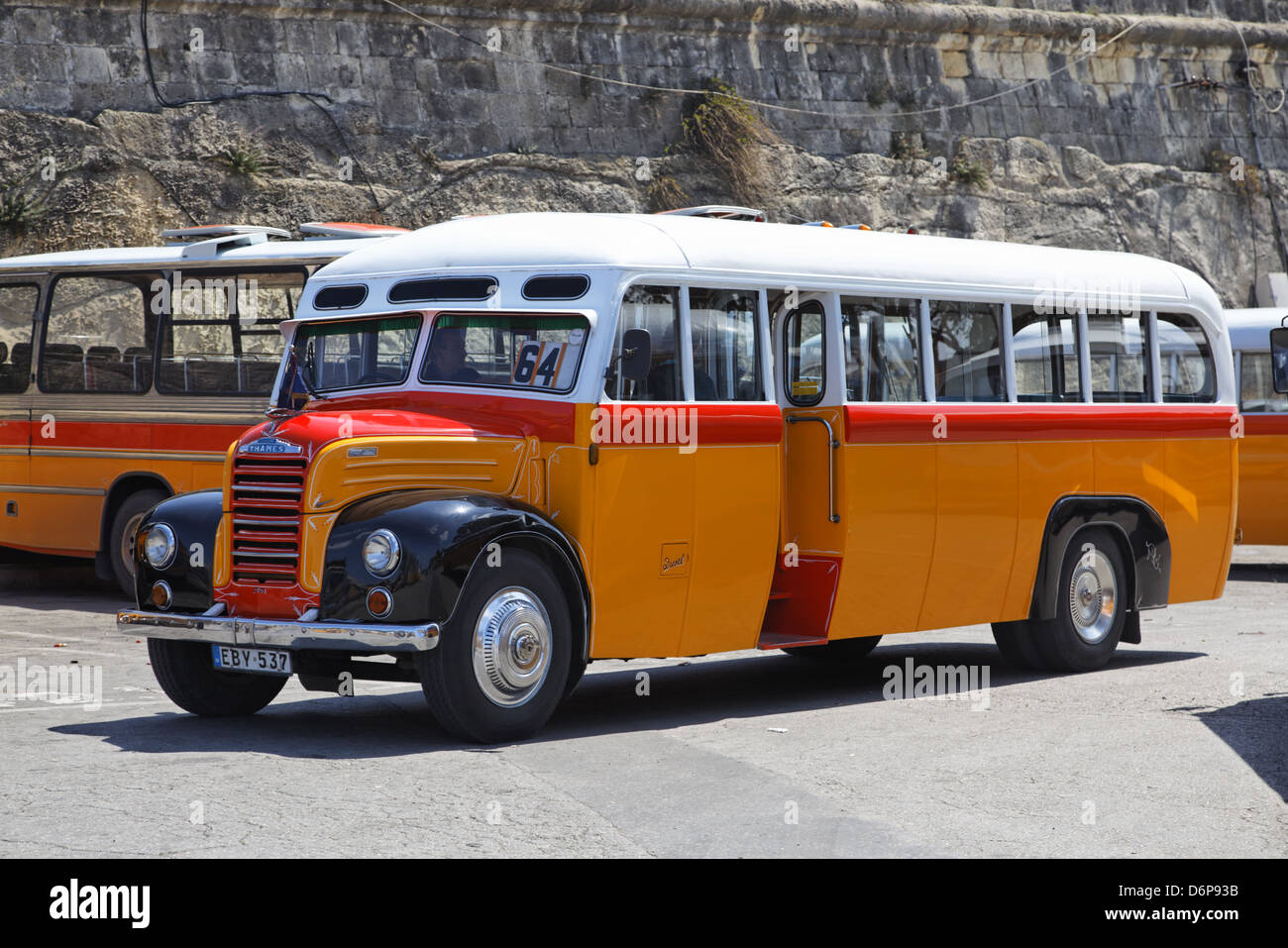 Malta, La Valletta, Oldtimer Bus, friedlich Harmonisch, Foto Stock