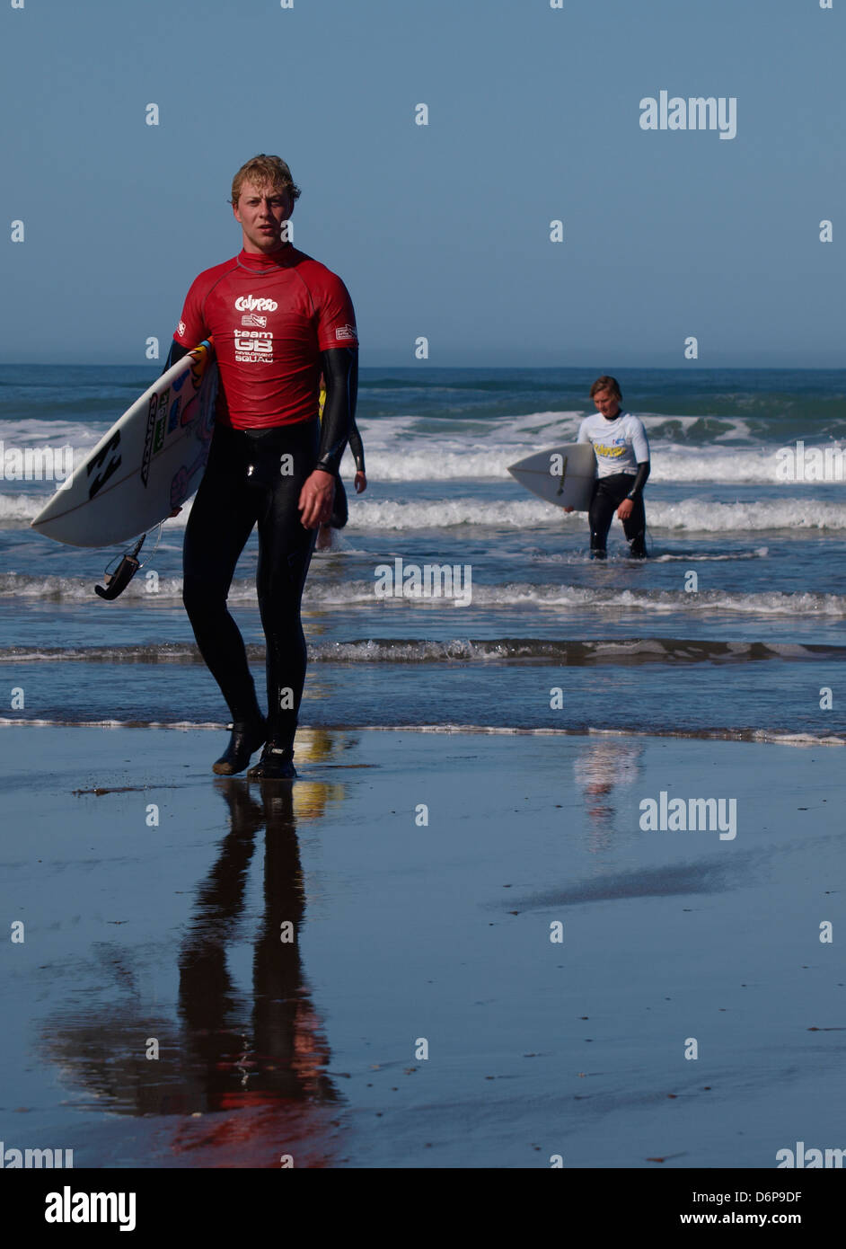Calypso British scuole surf campionato, Widemouth Bay, Cornwall, Regno Unito 2013 Foto Stock