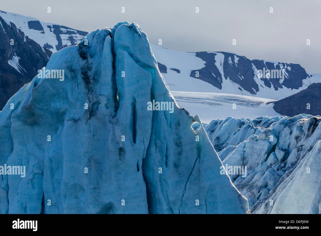 La Tidewater ghiacciaio, Hornsund, Spitsbergen, arcipelago delle Svalbard, Norvegia, Scandinavia, Europa Foto Stock