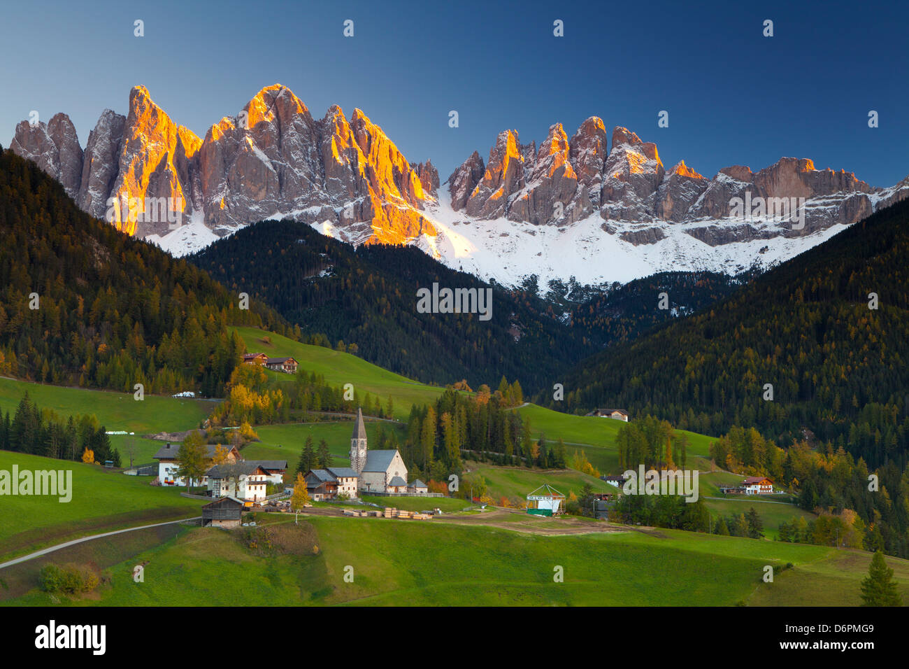 Santa Maddalena in Val di Funes, Trentino Alto Adige, Dolomiti, Alto Adige, Italia, Europa Foto Stock