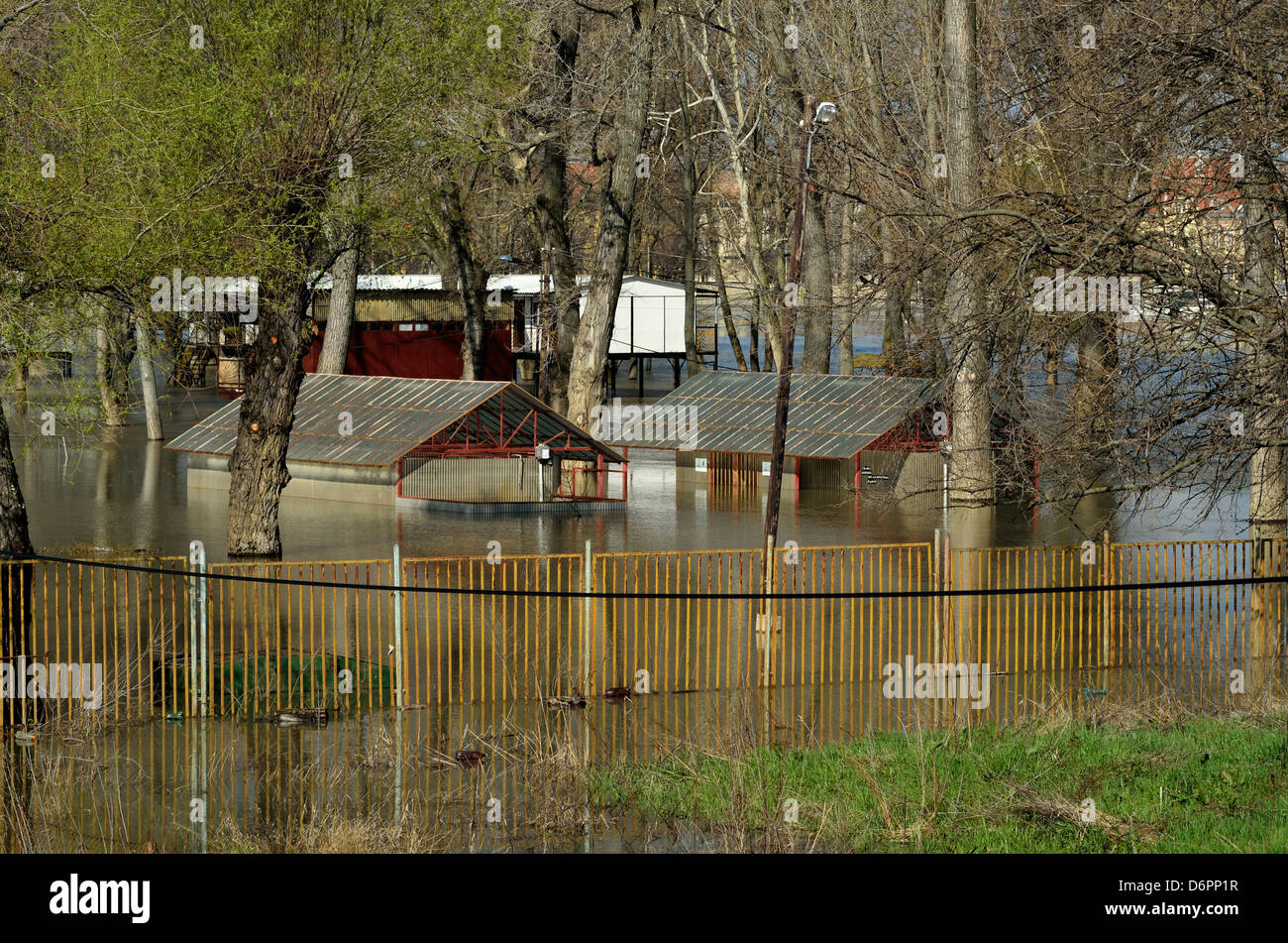 Le inondazioni del fiume Tisza a Szeged Ungheria Paesi CEE Foto Stock
