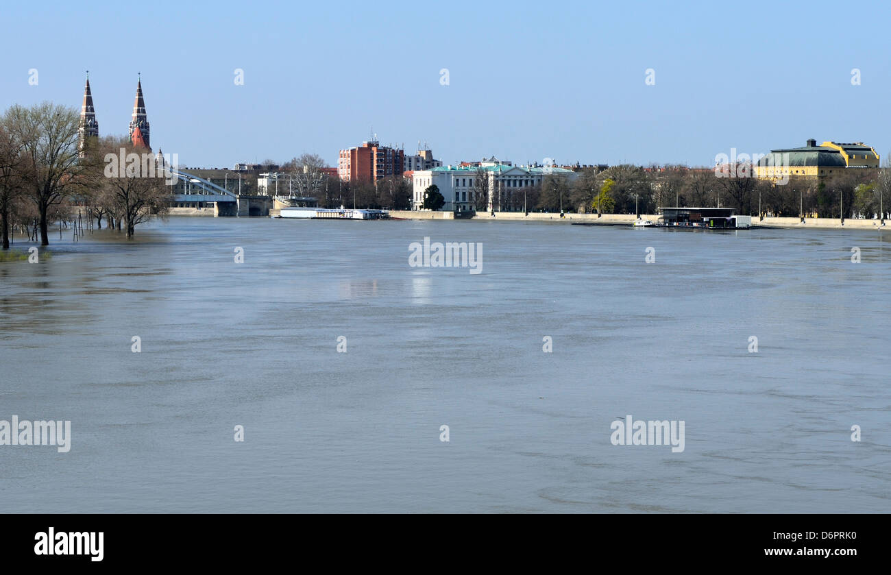 Le inondazioni del fiume Tisza a Szeged Ungheria Paesi CEE vista panoramica Foto Stock