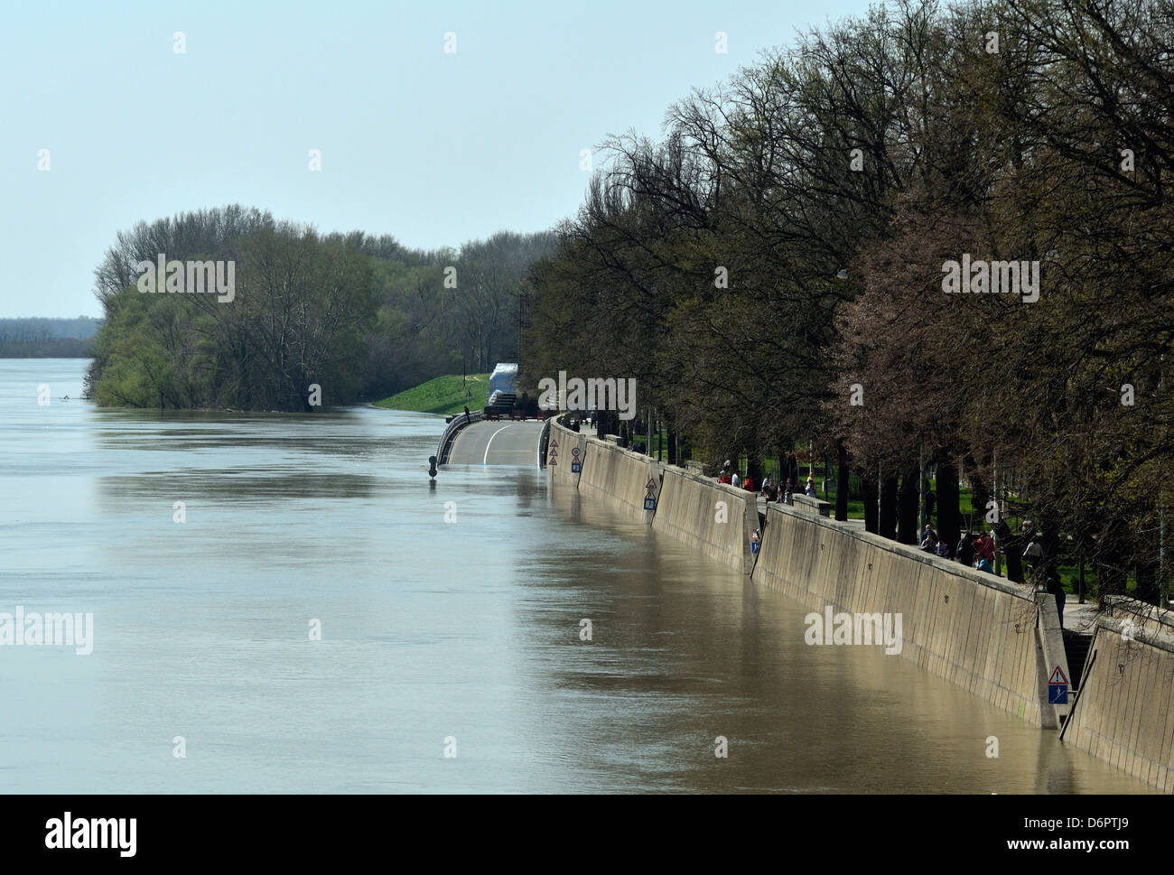 Le inondazioni del fiume Tisza a Szeged Ungheria Paesi CEE vista panoramica Foto Stock