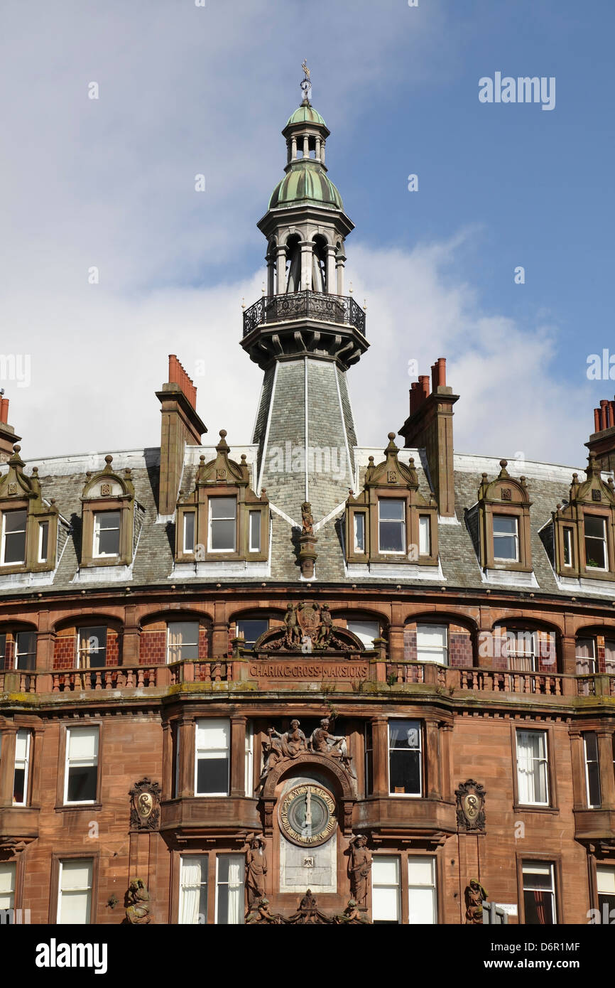 Charing Cross Mansions Glasgow centro, progettato dall'architetto John James Burnet, St George's Road, Scozia, Regno Unito Foto Stock