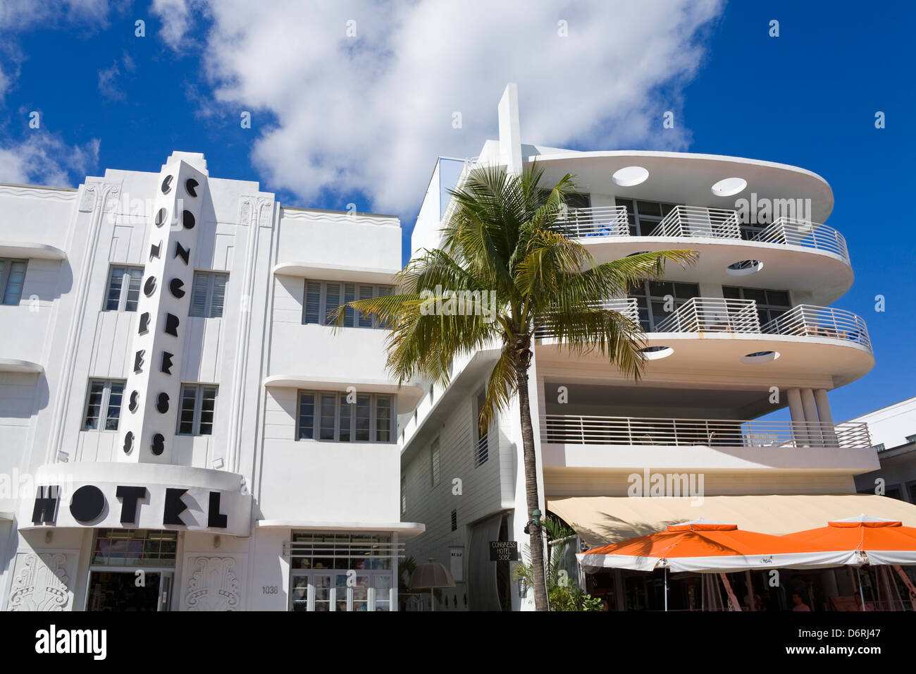 Congress Hotel su Ocean Drive e South Beach, Città di Miami Beach, Florida, Stati Uniti d'America Foto Stock