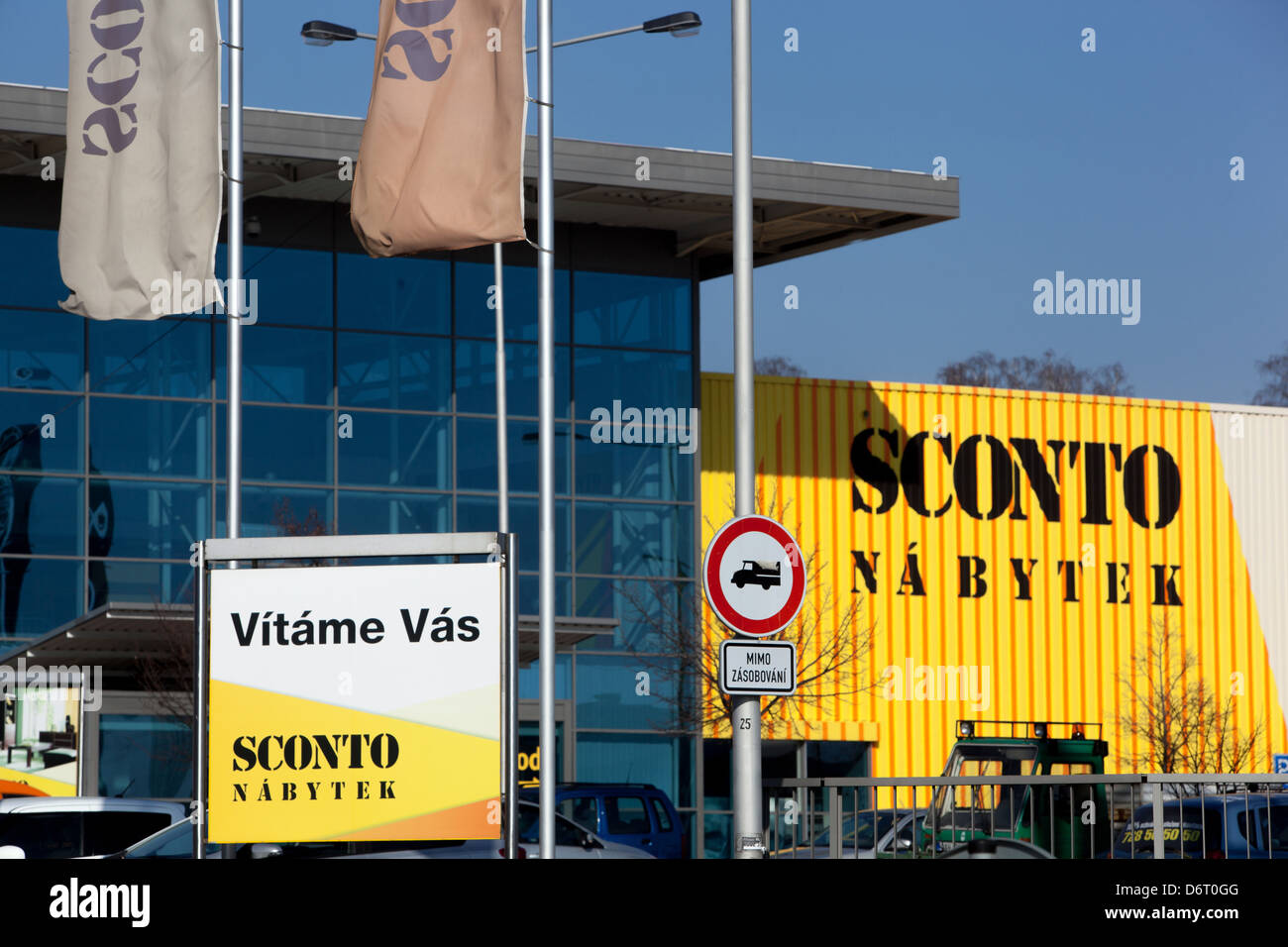 SCONTO logo Nabytek supermercato segno Praga Repubblica Ceca Foto Stock