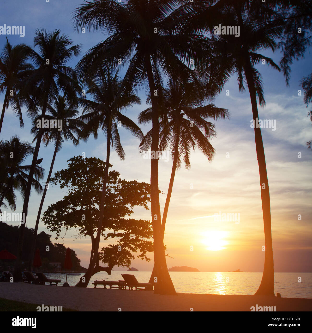 spiaggia al tramonto Foto Stock