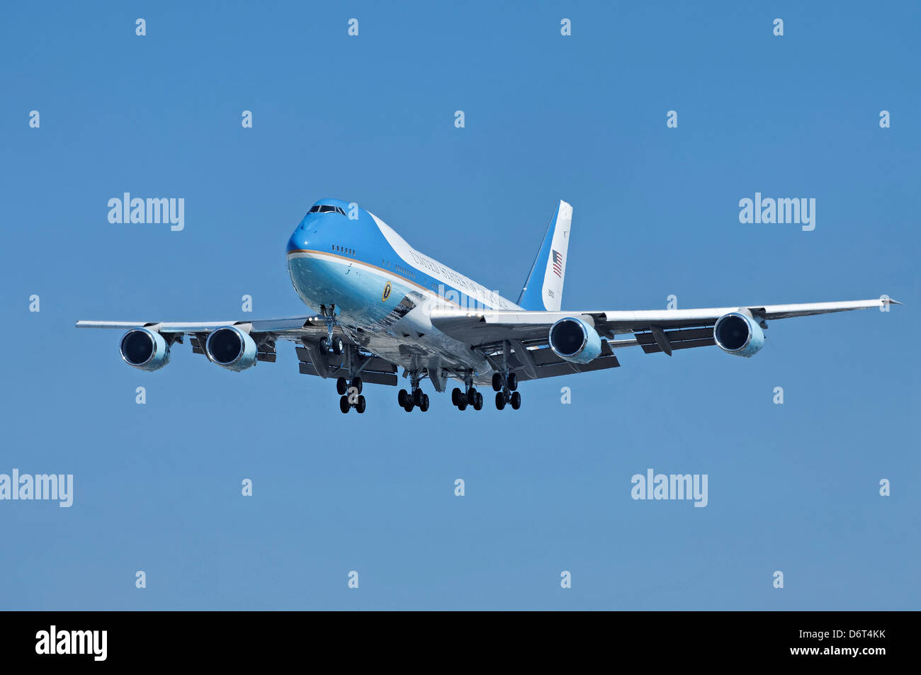 USA California Los Angeles Westchester LAX Presidente Obama arriva nella California del sud su Air Force One Boeing VC-25A Foto Stock