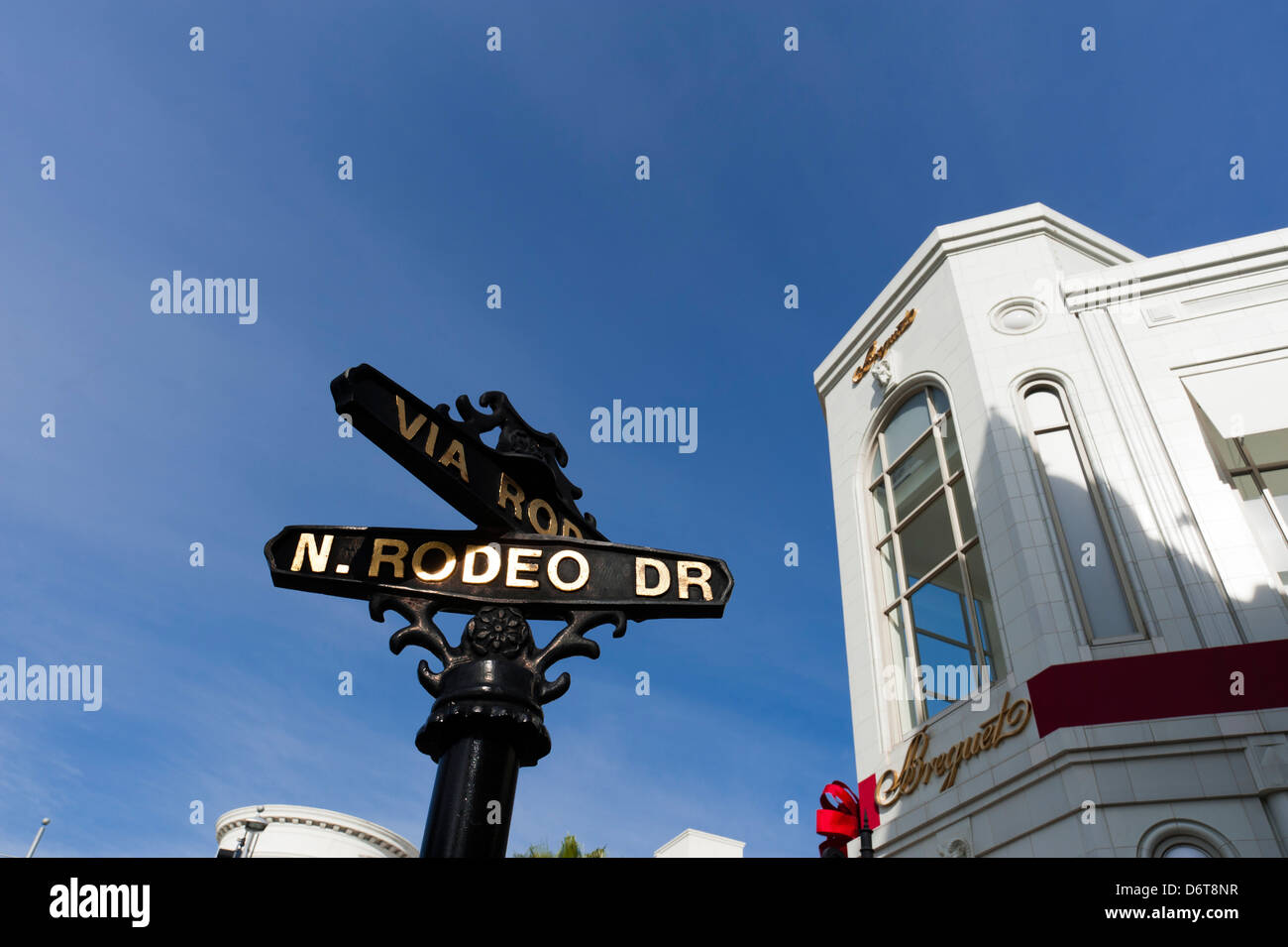 Stati Uniti, California, Los Angeles, Beverly Hills, Rodeo Drive firmare Foto Stock