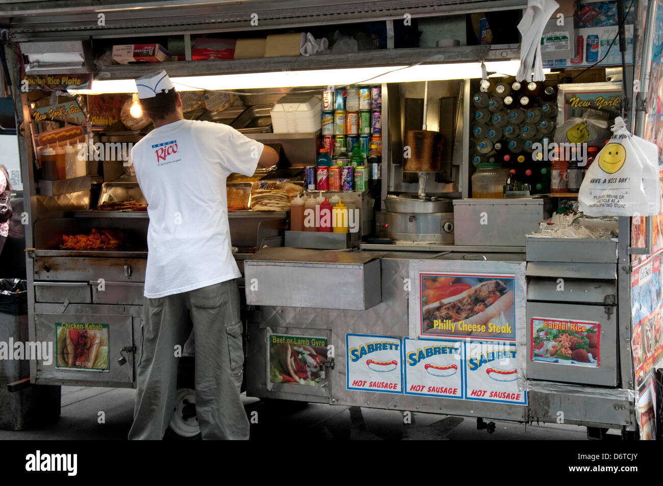 Un cibo di strada venditore in New York City, Stati Uniti d'America Foto Stock