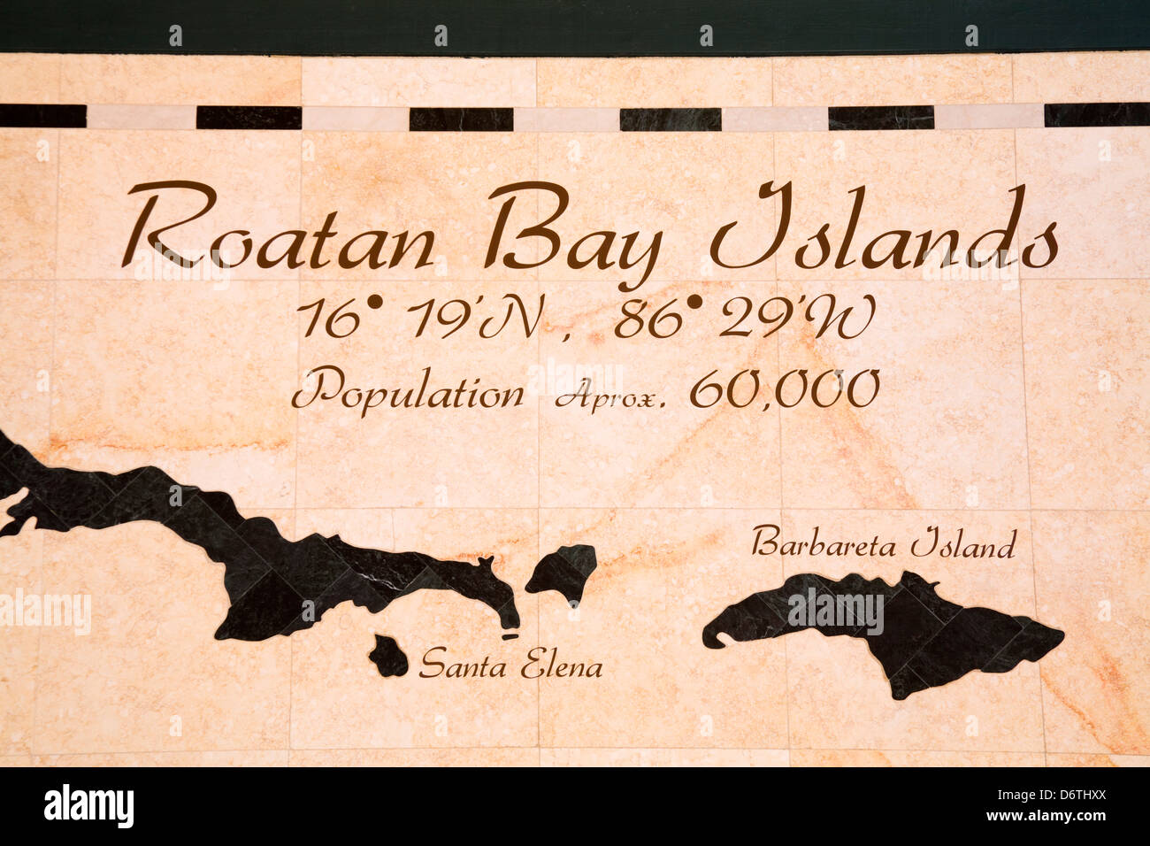Mappa di Roatan nella baia di mogano Cruise Center, Roatan Island, Honduras Foto Stock