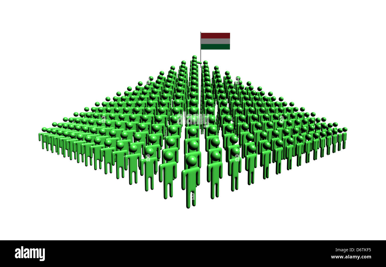 Piramide di astratti Persone con Ungheria bandiera illustrazione Foto Stock