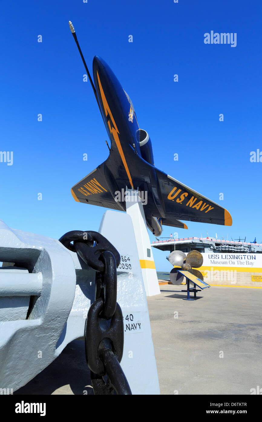 Portaerei presso la USS Lexington Museum, North Beach, Corpus Christi, Texas, Stati Uniti d'America Foto Stock