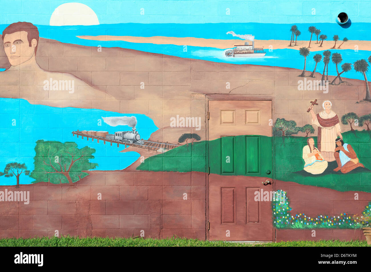 Il murale sulla parete di un edificio, Port Isabel, Texas, Stati Uniti d'America Foto Stock
