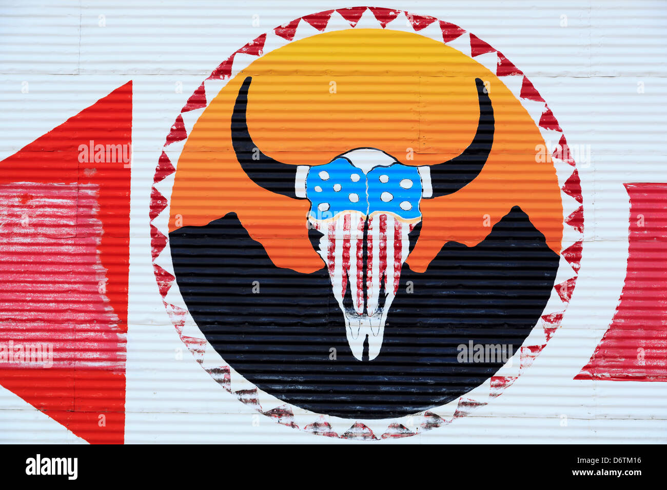 Stati Uniti d'America, Wyoming Cheyenne, murale a Terry Bison Ranch Foto Stock