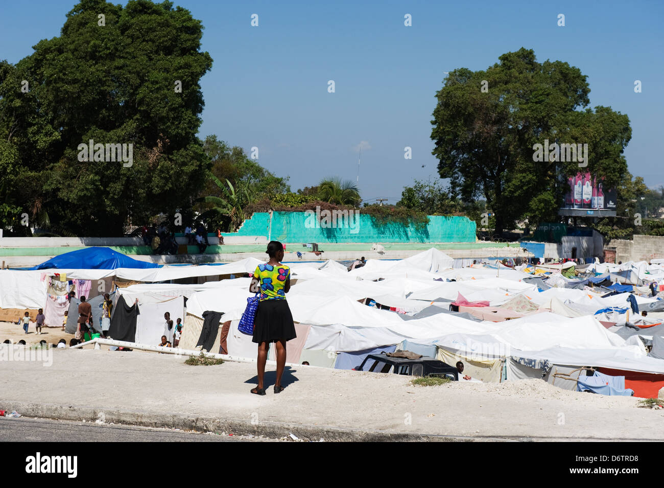 Nuova tenda città dopo il gennaio 2010 terremoto, Port-au-Prince, Haiti, dei Caraibi Foto Stock