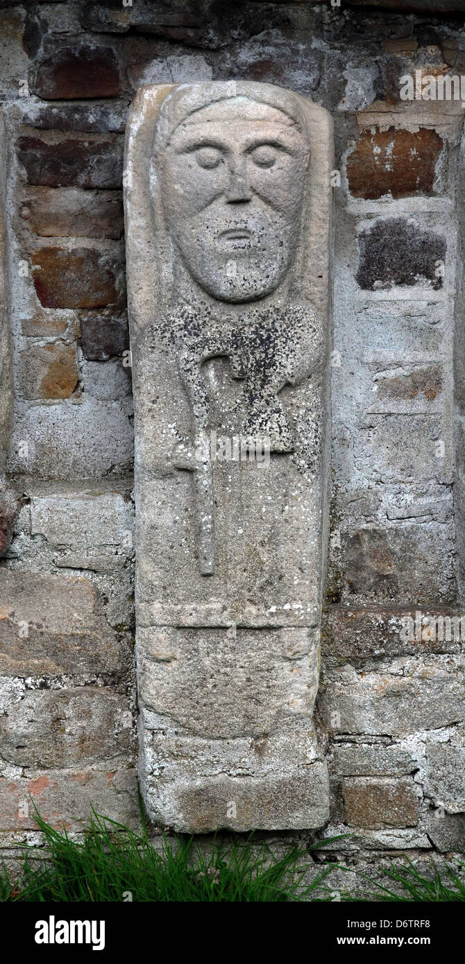Isola Bianca figure, Cristiana dei primi intagli, inferiore del Lough Erne, County Fermanagh, Irlanda del Nord Foto Stock
