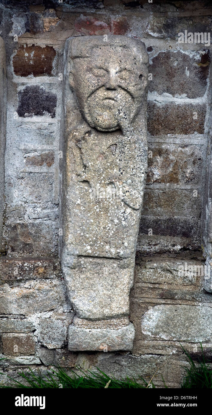 Isola Bianca figure, Cristiana dei primi intagli, inferiore del Lough Erne, County Fermanagh, Irlanda del Nord Foto Stock