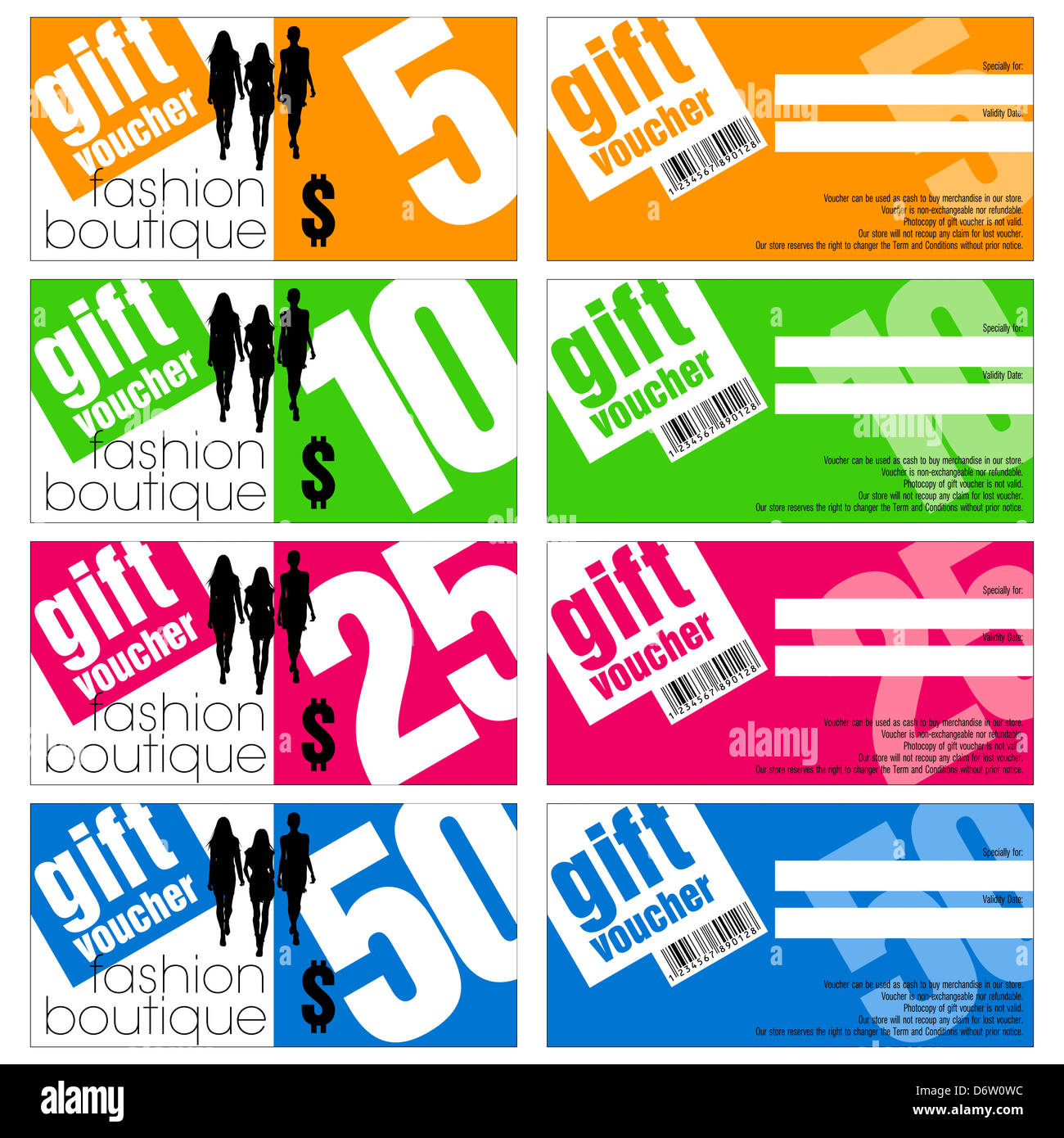 Vector Buoni Regalo impostato Foto Stock