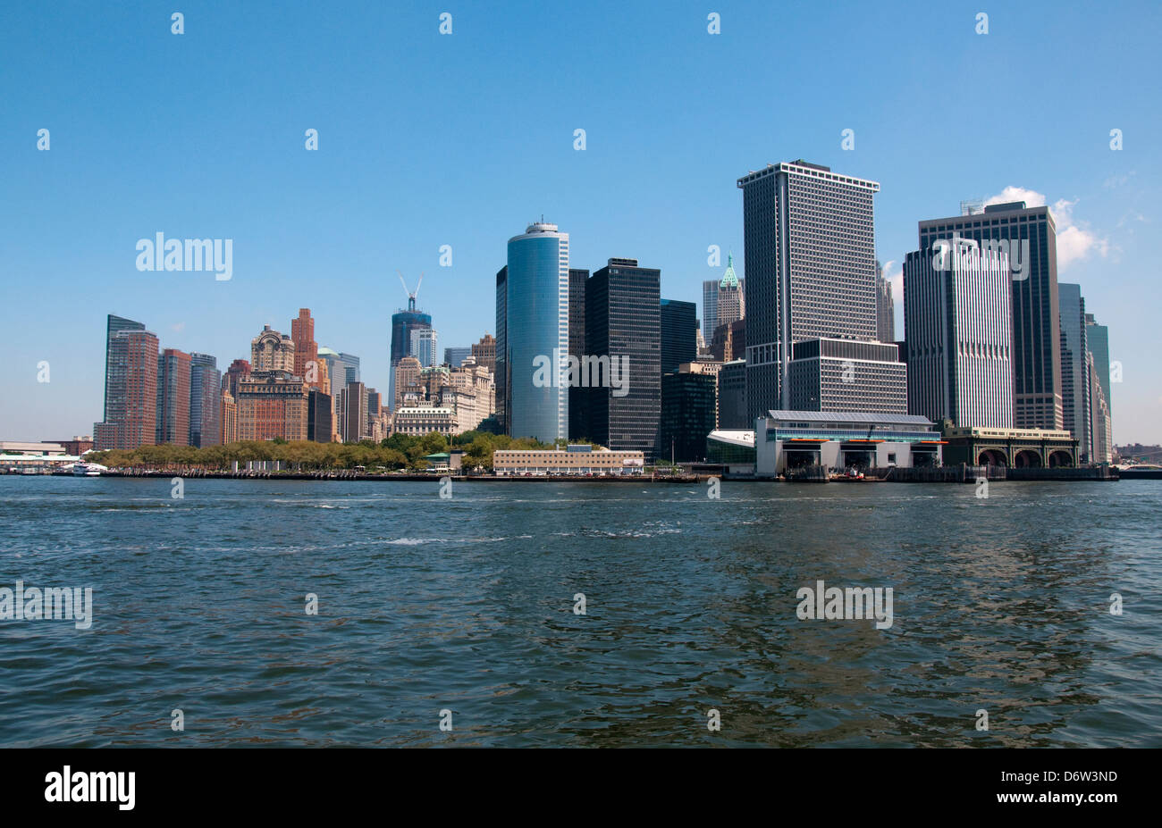 A sud di Manhattan vista dal fiume Hudson in New York City, Stati Uniti d'America Foto Stock