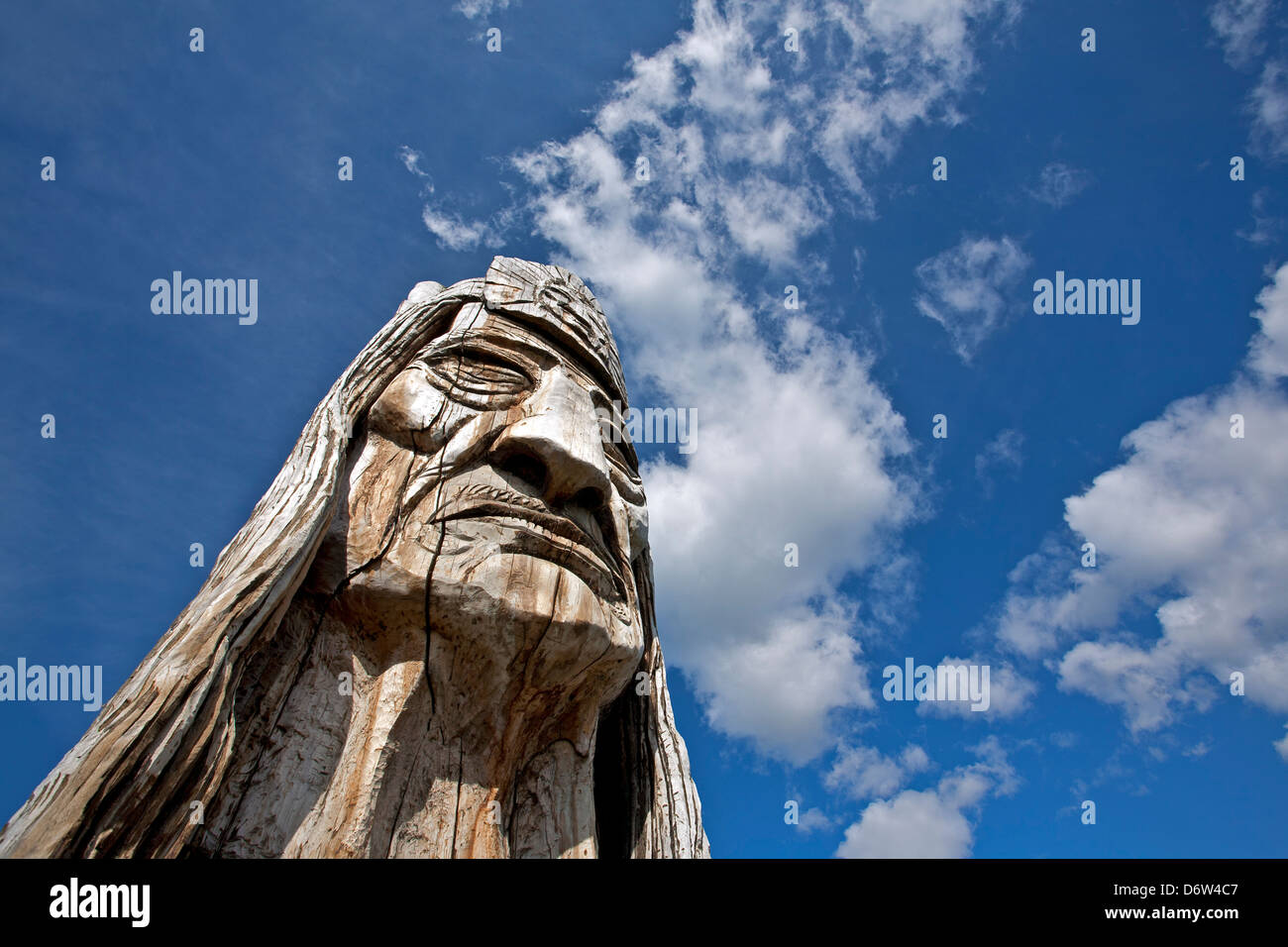 La scultura in legno.Valdez.Alaska Titolo: Sentiero del whispering giganti. Artista: Peter 'Wolf' Toth Ottobre 1981 Foto Stock