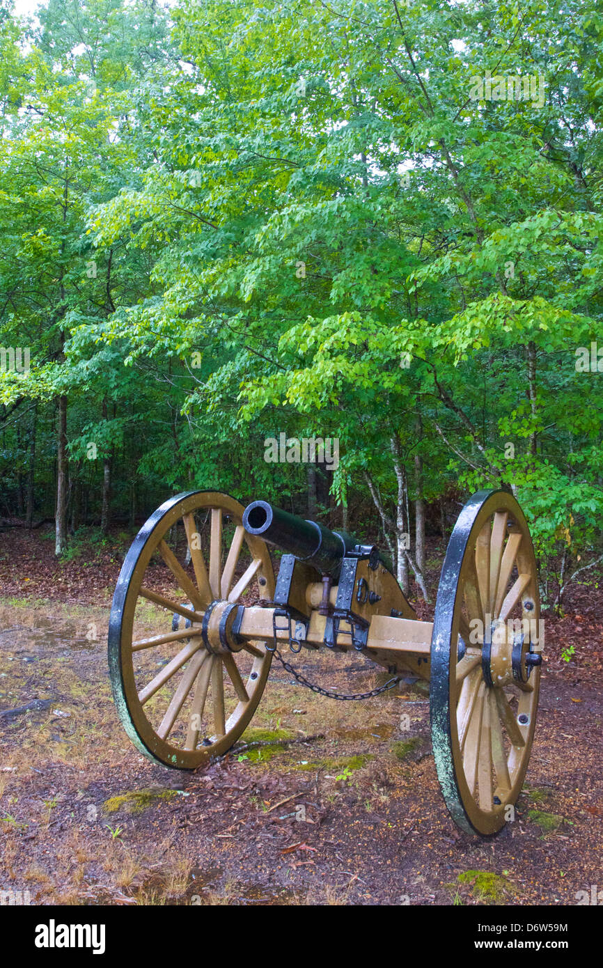 Unica Guerra civile cannon sta di guardia contro il prossimo attacco a Sciloh National Military Park. Foto Stock