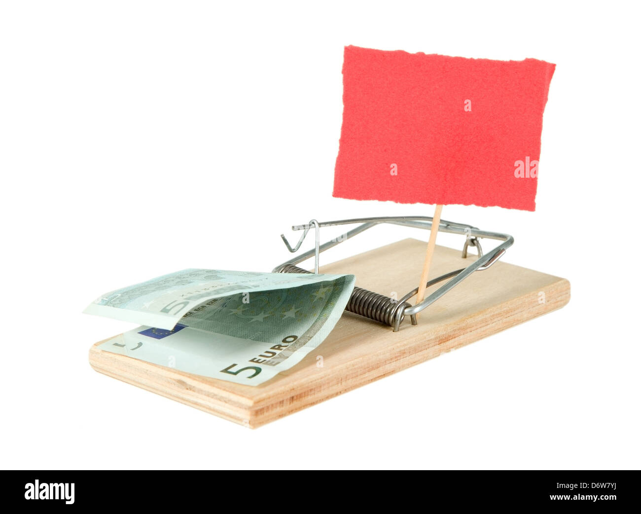 Un mouse trap con denaro e carta su di esso Foto Stock