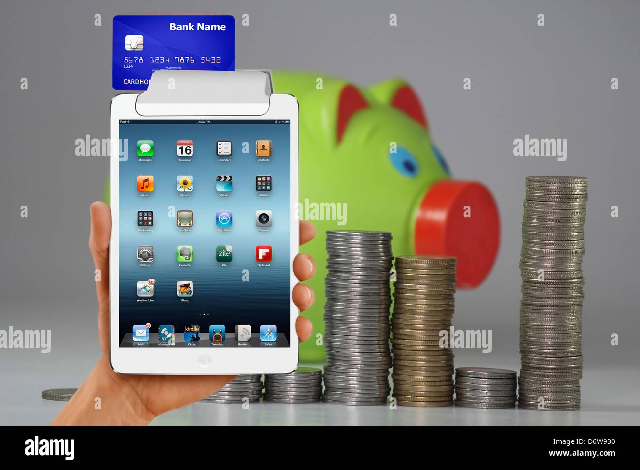 Non solo in contanti carta, concetto No Cash Card solo concetto di tablet pc il pagamento di denaro Foto Stock