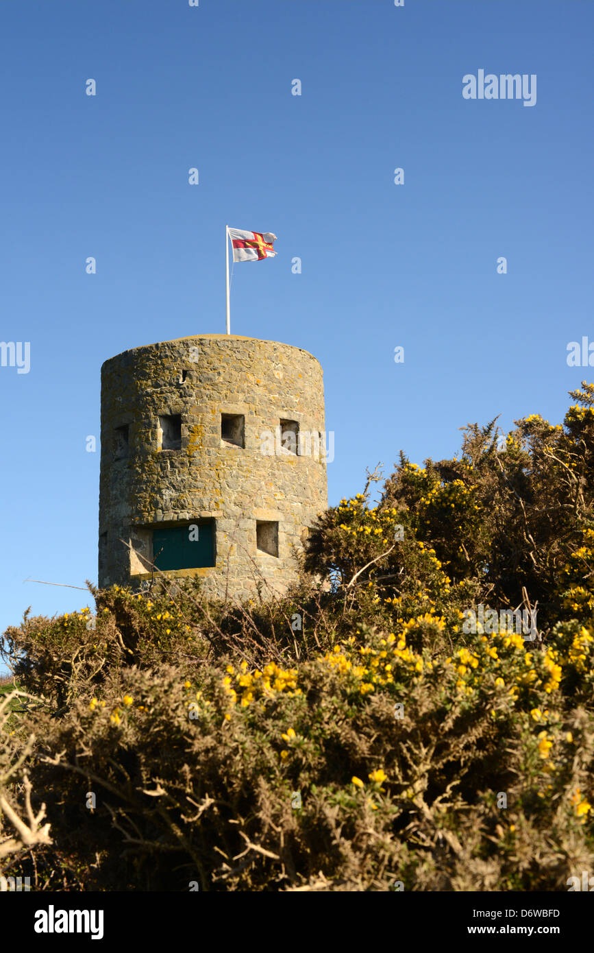 WW2 tedesco torre di osservazione situato vicino a L'ancresse bay, Guernsey Foto Stock