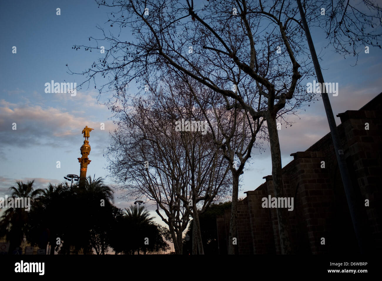 Statua di Cristoforo Colombo a Barcellona, Spagna. Foto Stock
