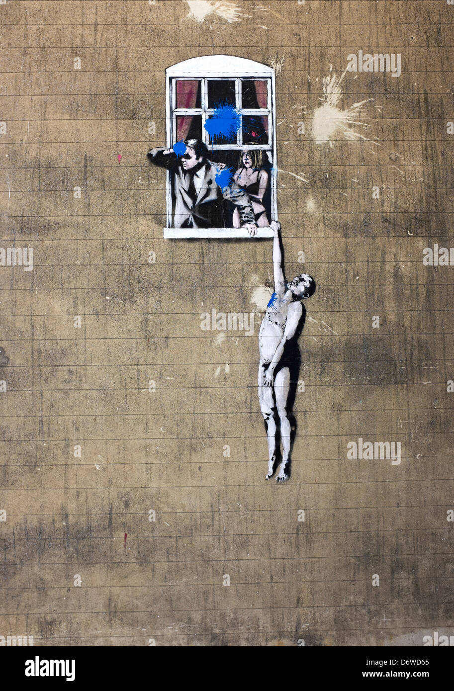 Banksy 'amore' Cheat murale in corrispondenza della giunzione di Frogmore e Park Street Bristol Foto Stock
