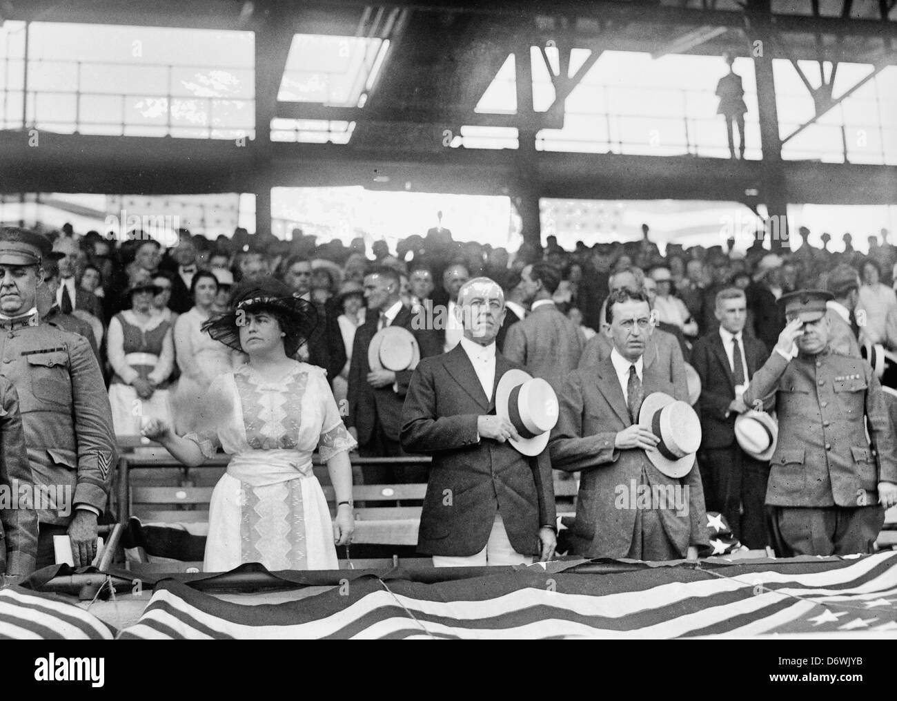 Presidente Woodrow Wilson a esercito Marina & ball game, 1919 Foto Stock