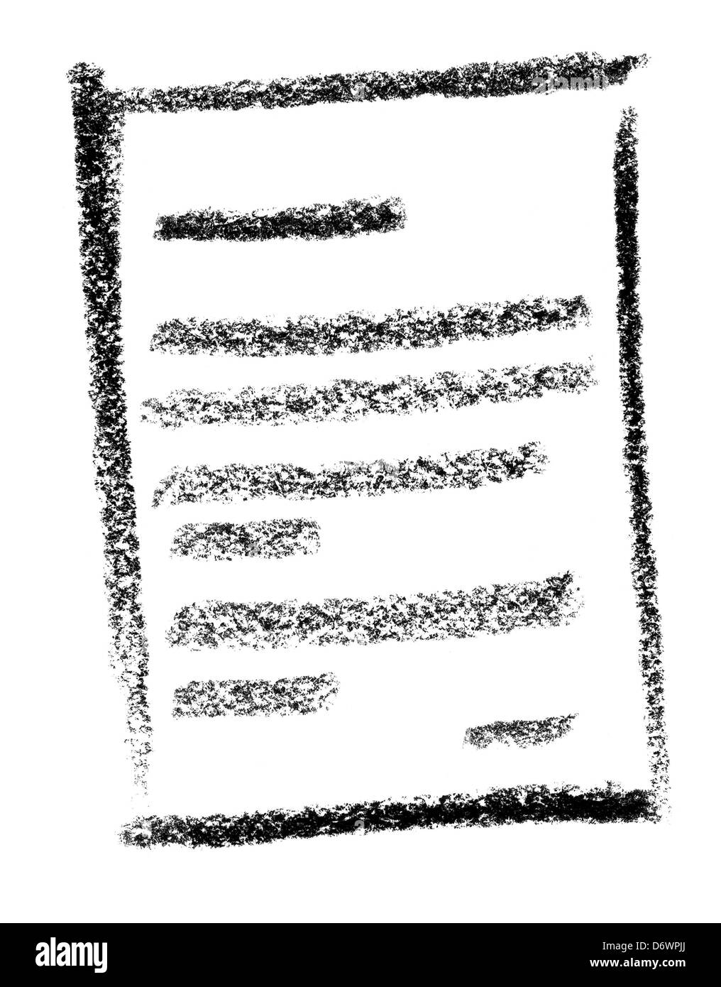 Crayon-abbozzato illustrazione di una informazione scritta la carta Foto Stock