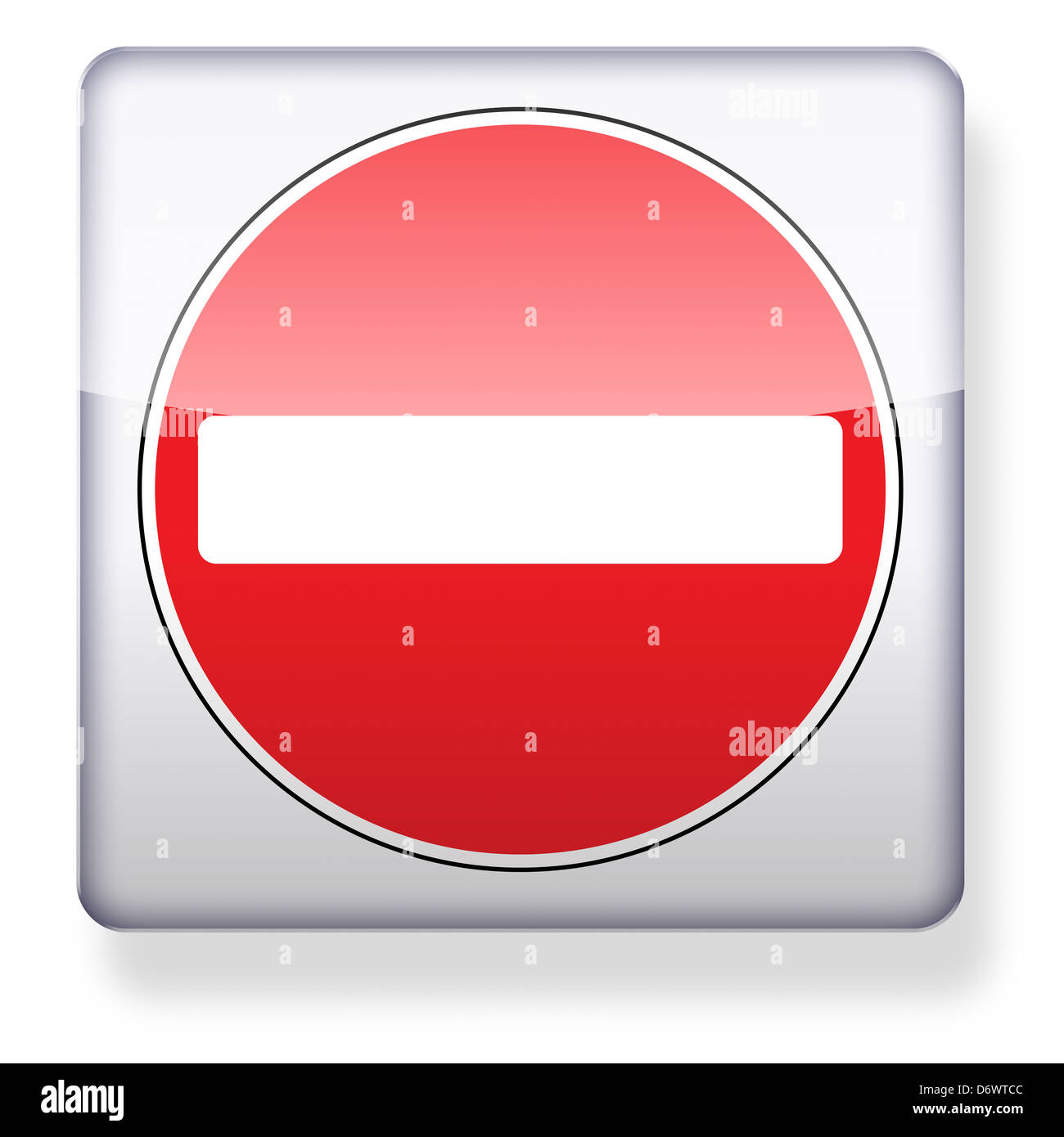 Nessuna voce cartello stradale come l'icona di un'app. Percorso di clipping incluso. Foto Stock