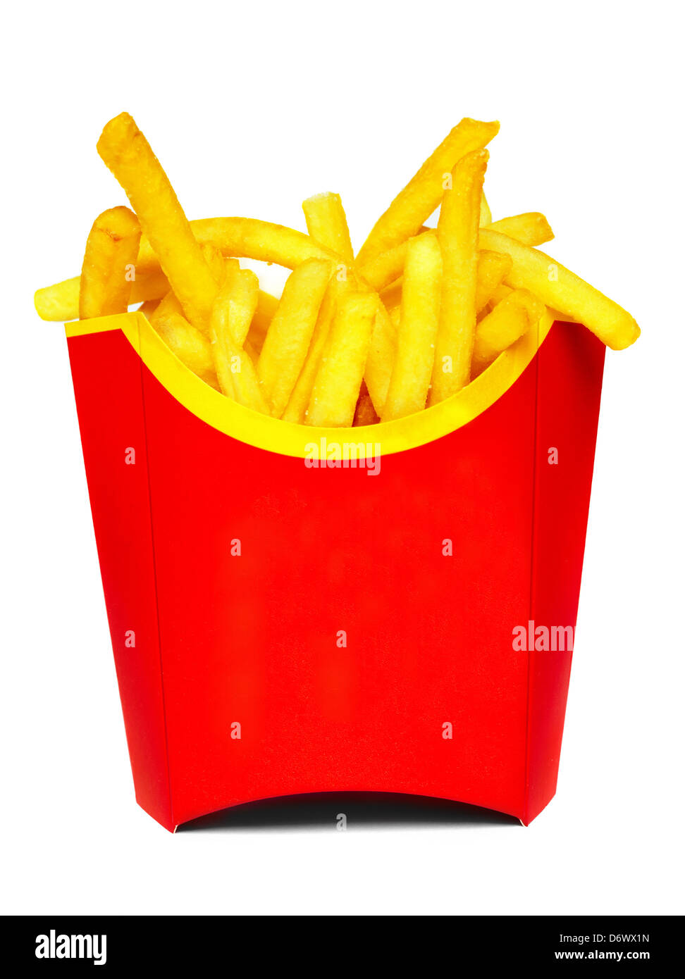 Le patatine fritte in un riquadro rosso Foto Stock