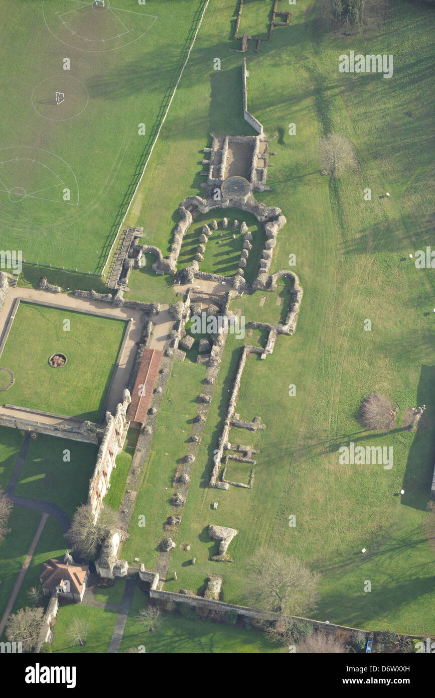 Fotografia aerea che mostra le rovine di St Augustine's Abbey in Canterbury Kent Foto Stock