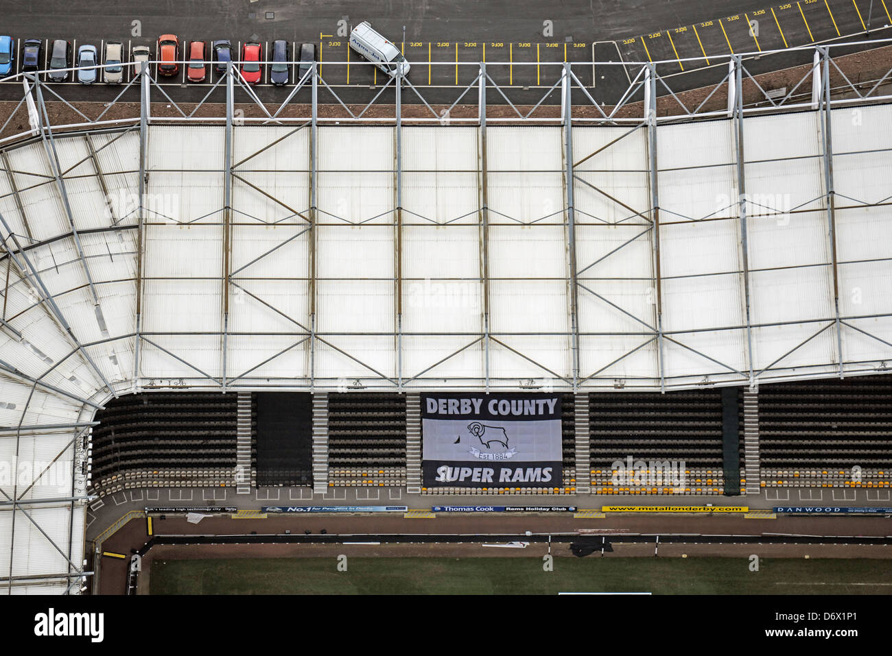 Fotografia aerea del Derby County F.C.'s Pride Park Stadium Foto Stock