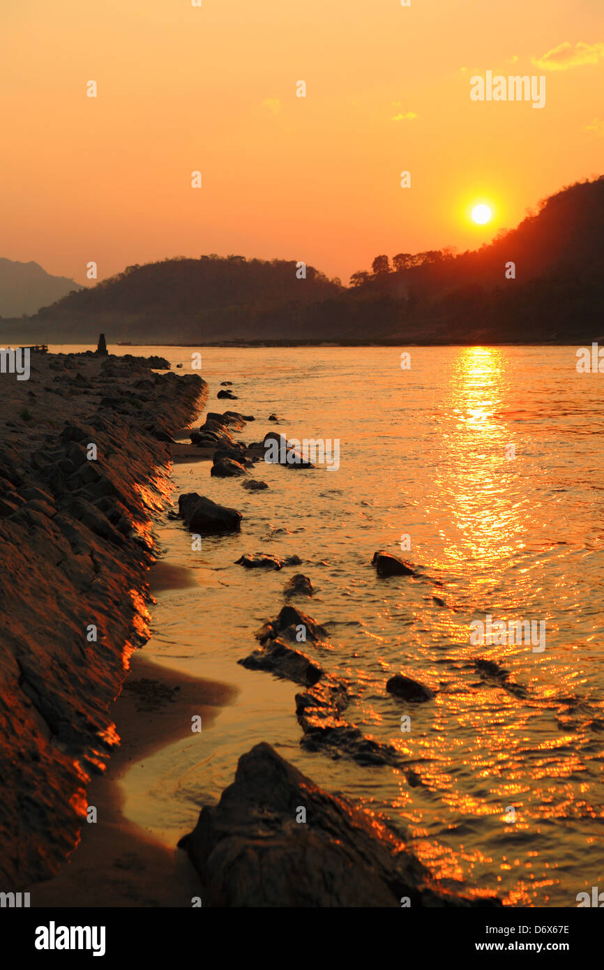 Bel tramonto laos mekong Foto Stock