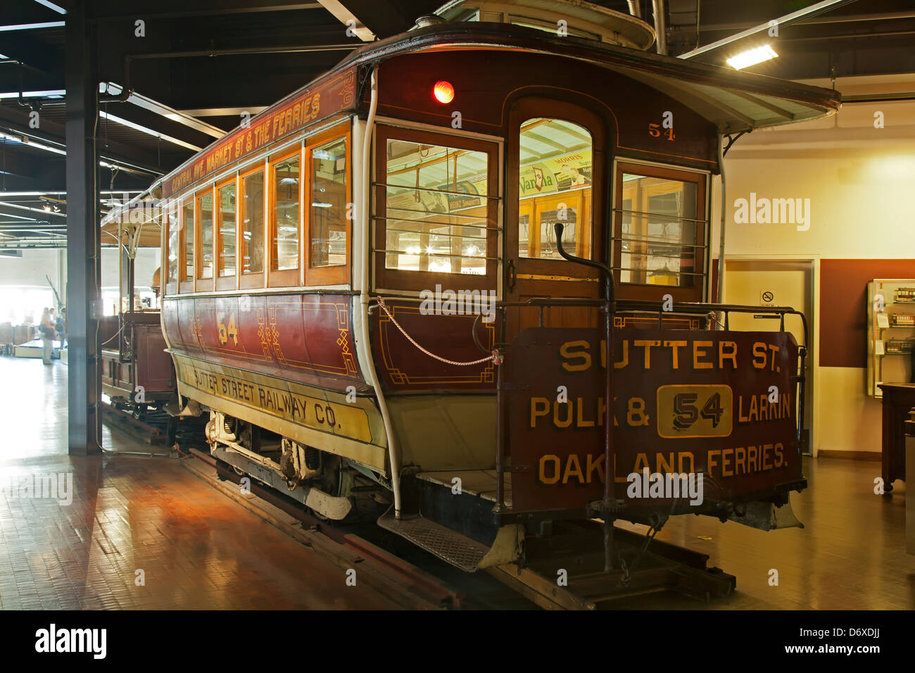 La funivia di San Francisco Cable Car Museum di San Francisco, California USA Foto Stock