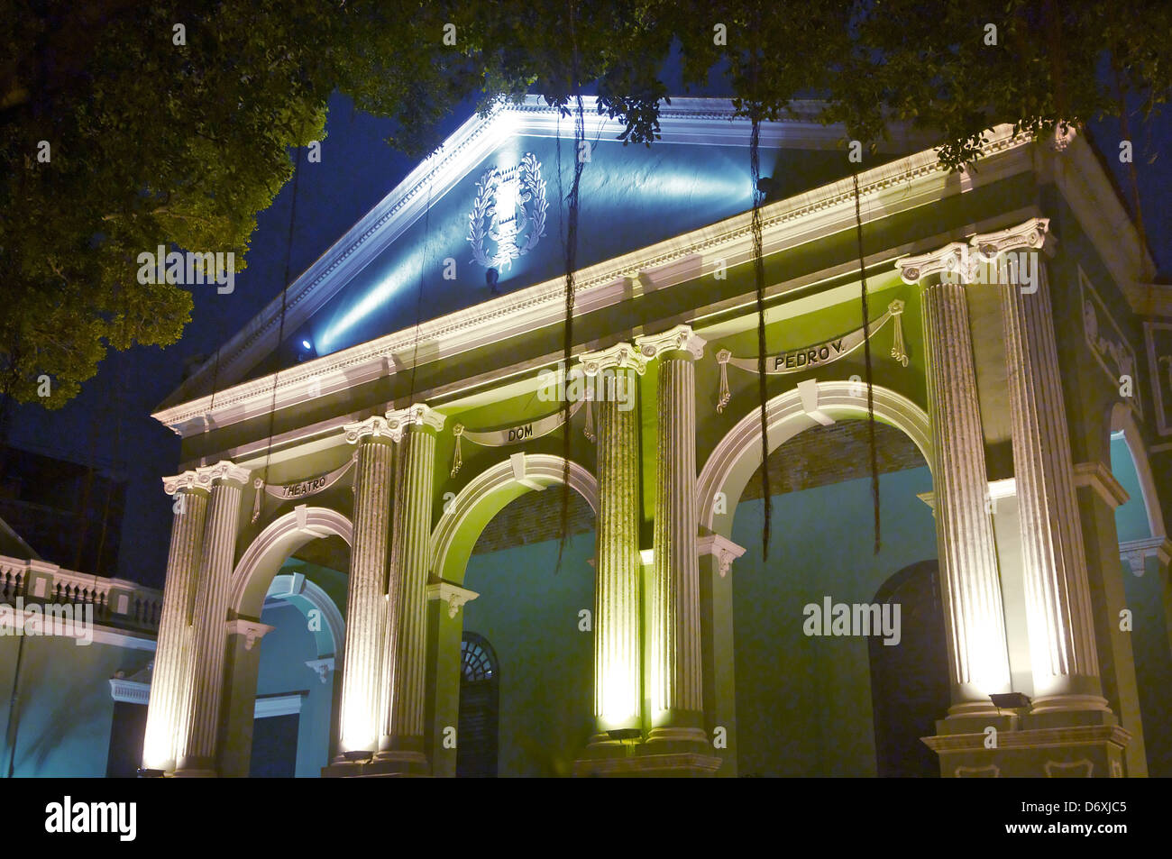 Dom Pedro V Theatro di notte a Macao Foto Stock