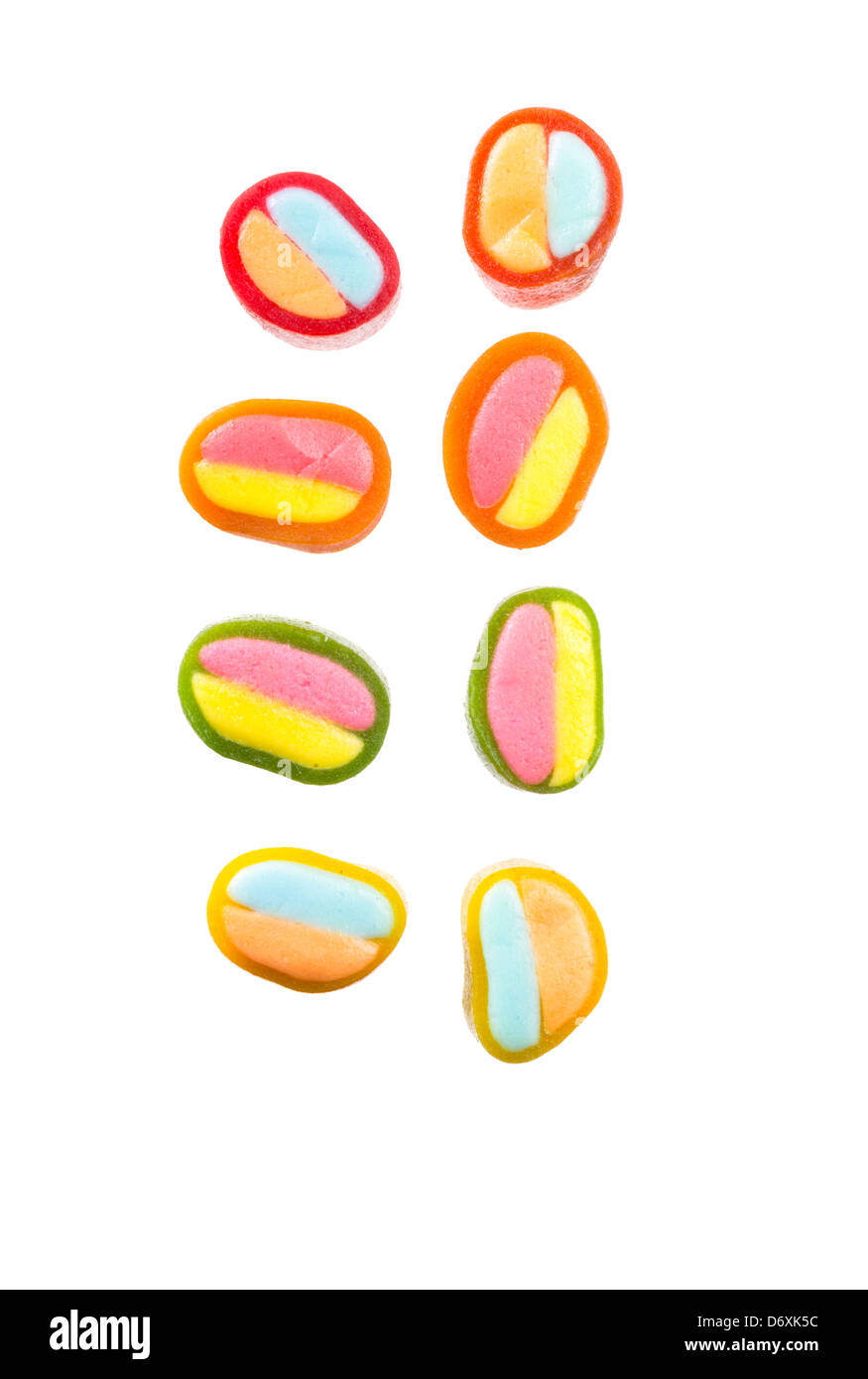 Selezione di caramella di liquirizia su sfondo bianco Foto Stock