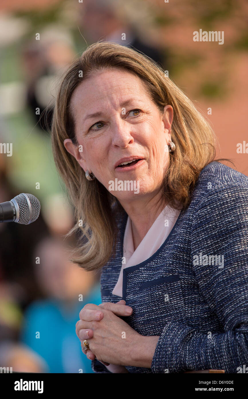 Elizabeth Colbert Busch il candidato democratico per la casa aperta sede congressuale campagne sul 24 aprile 2013 a Charleston, Carolina del Sud. Colbert Busch è la sorella del comico Stephen Colbert ed è attualmente leader nei sondaggi per riempire il vacante la sede congressuale. Foto Stock