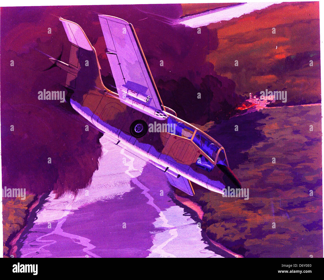 Questa opera d'arte del febbraio 1969 raffigura il Ryan COIN Vertifan, un innovativo velivolo progettato per operazioni contro-insurrezione e ricognizione. Foto Stock