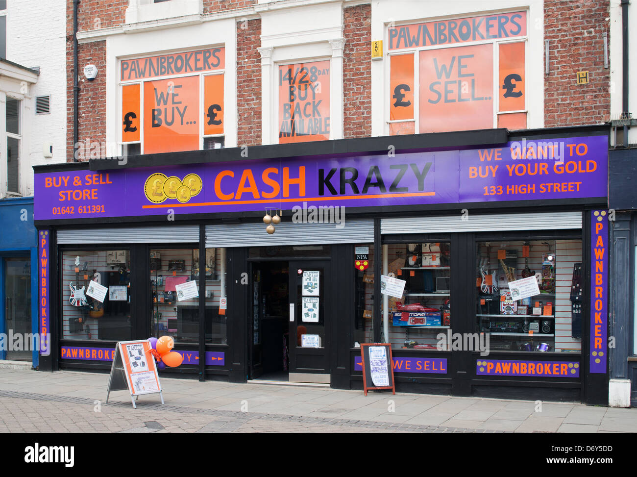 Cash Crazy Pawnbrokers Stockton-on-Tees Foto Stock