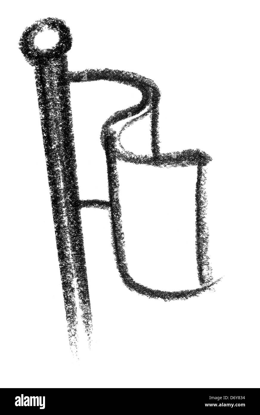 Crayon-abbozzato illustrazione di una bandiera ondulata Foto Stock