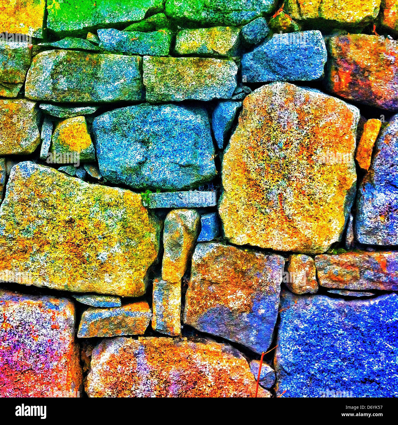 Close up di coloratissimi muro di pietra - Immagine stock catturata con smartphone