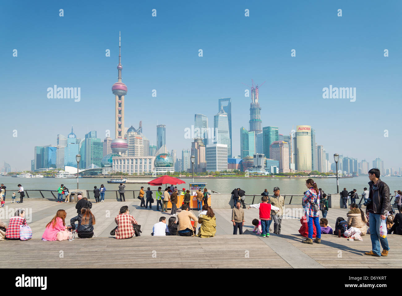 Vista sullo skyline di Pudong di Shanghai in Cina Foto Stock