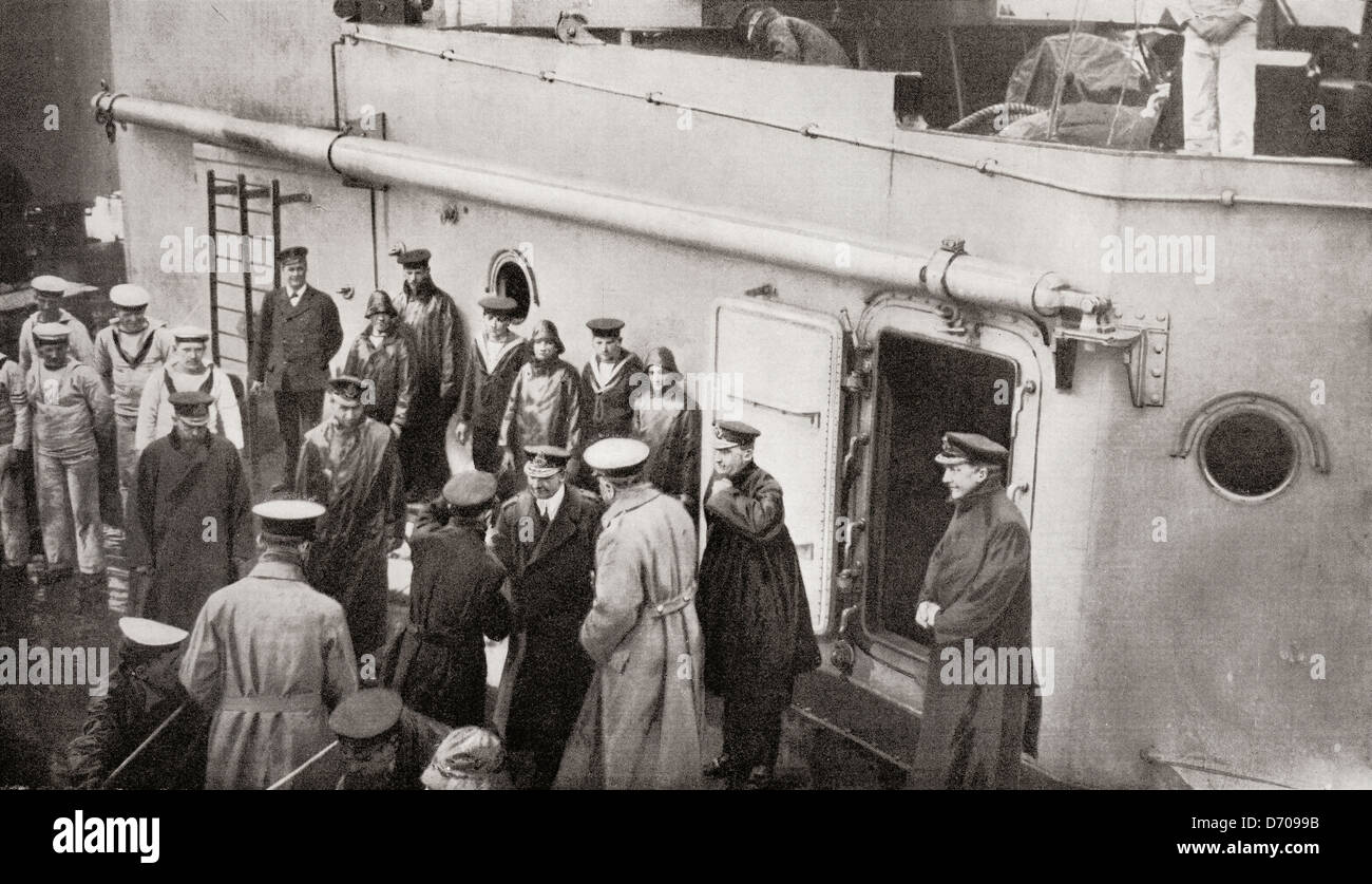 Lord Kitchener imbarco HMS Hampshire, 5 giugno 1916. Kitchener, il suo personale, e 643 dell'equipaggio morì quando la nave ha colpito una miniera. Foto Stock